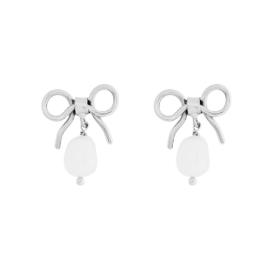 Aretes Bows and Pearls