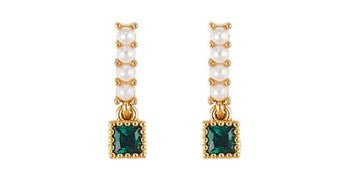 Aretes Emeralds and Pearls